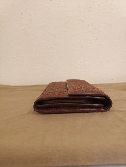 Bottega Veneta Interciatto Flap Leather Wallet Brown