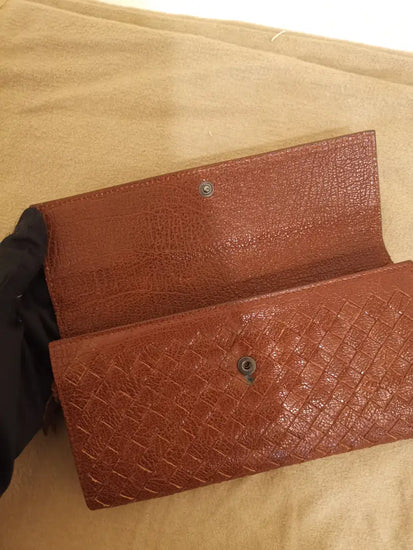 Bottega Veneta Interciatto Flap Leather Wallet Brown