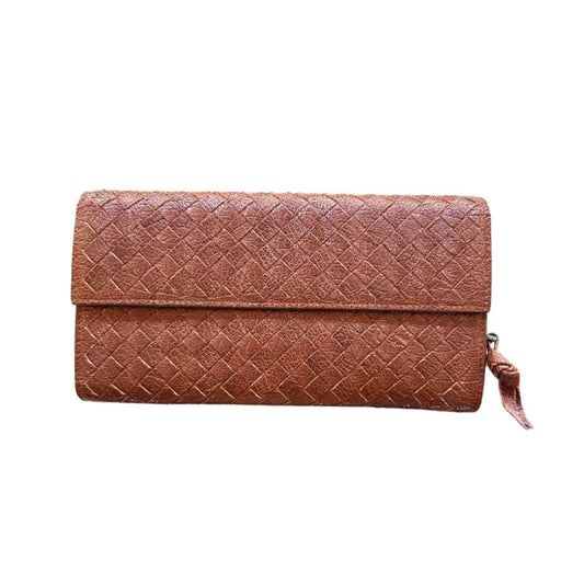 Bottega Veneta Interciatto Flap Leather Wallet Brown