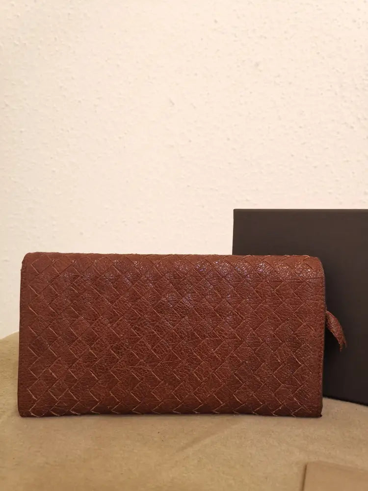 Bottega Veneta Interciatto Flap Leather Wallet Brown