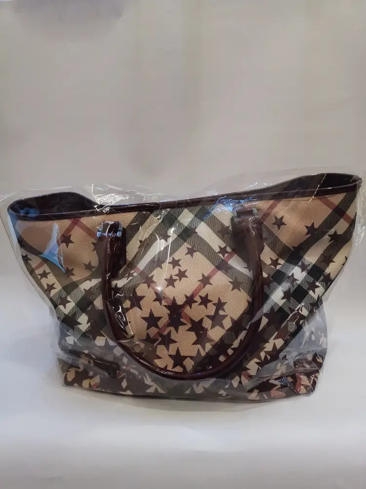 Burberry Plaid Pattern Star Tote Bag