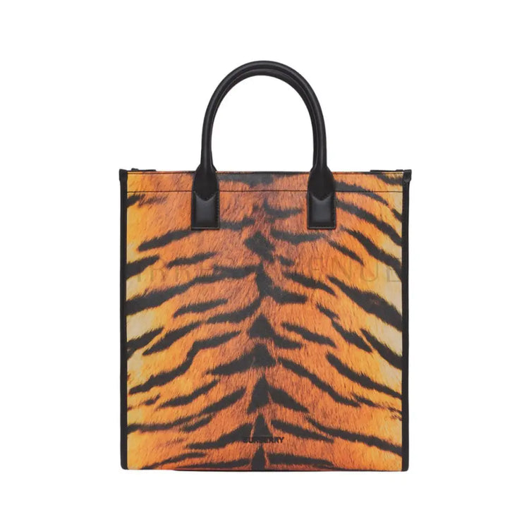 Burberry Tiger Print Leather Tote Bag