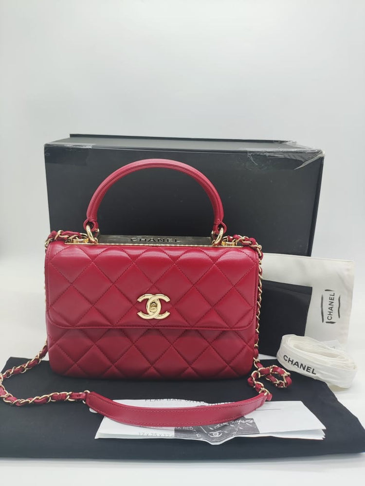 Chanel CC Trendy dark red lambskin seri 23