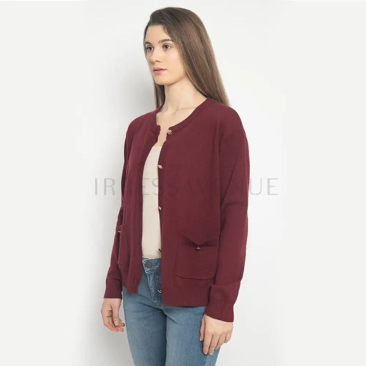 Cardigan Knit Burgundy All Size Clothing