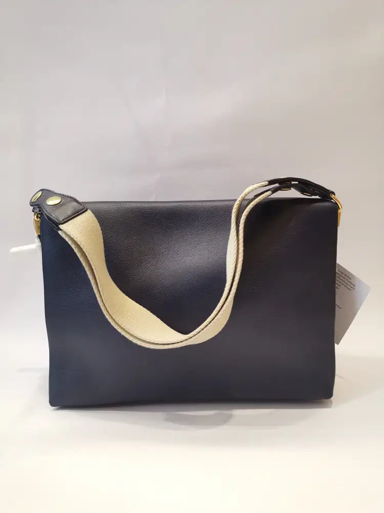 Celine Blue Calfskin Leather Blade Flap Bag Shoulder