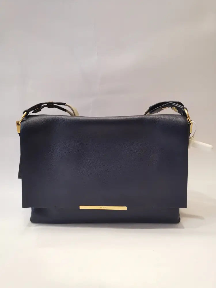 Celine Blue Calfskin Leather Blade Flap Bag Shoulder