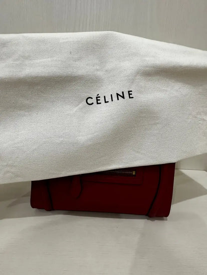 Celine Micro Luggage Handbag In Red Hand Bag