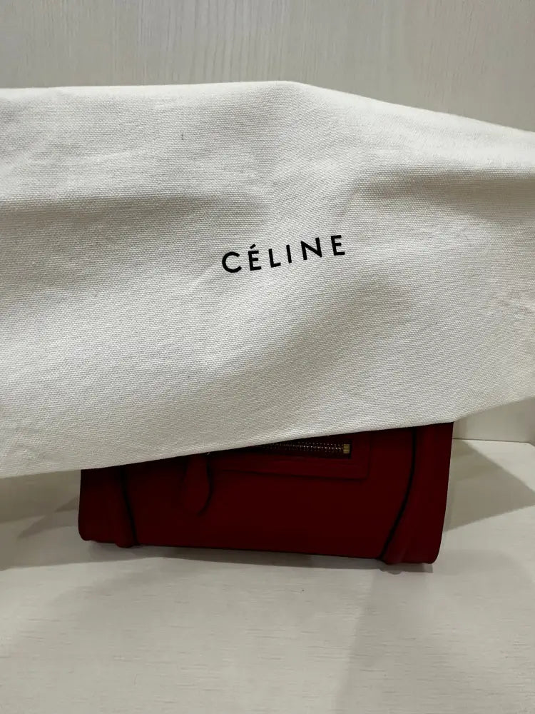 Celine Micro Luggage Handbag In Red Hand Bag