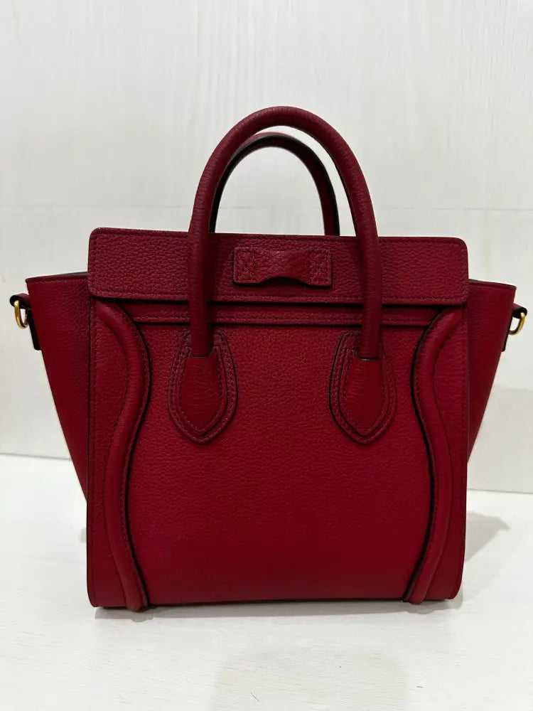 Celine Micro Luggage Handbag In Red Hand Bag