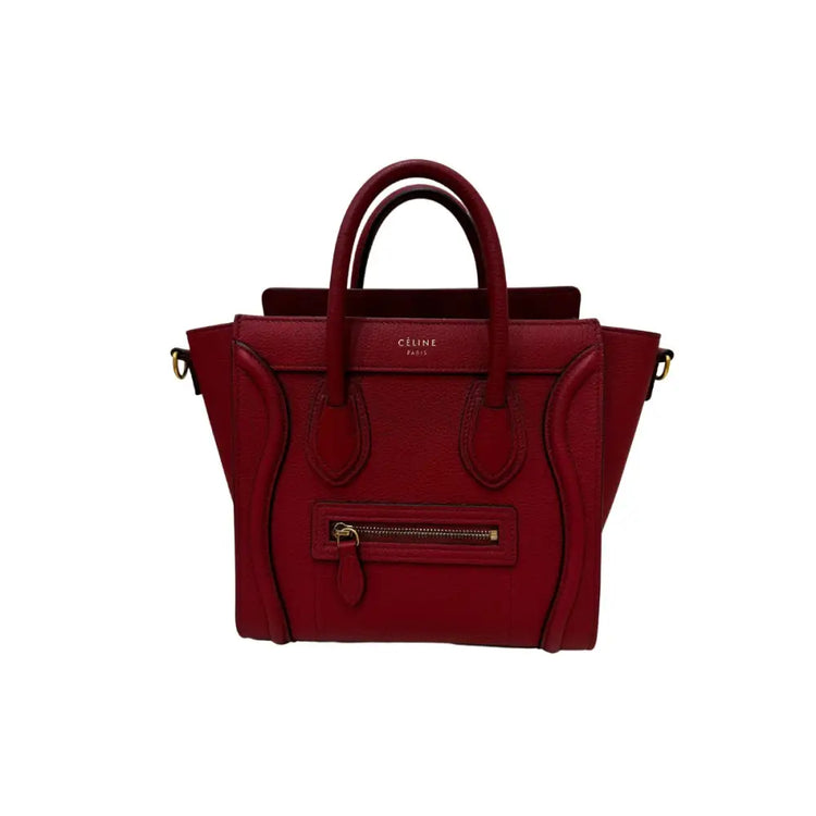 Celine Micro Luggage Handbag In Red Hand Bag