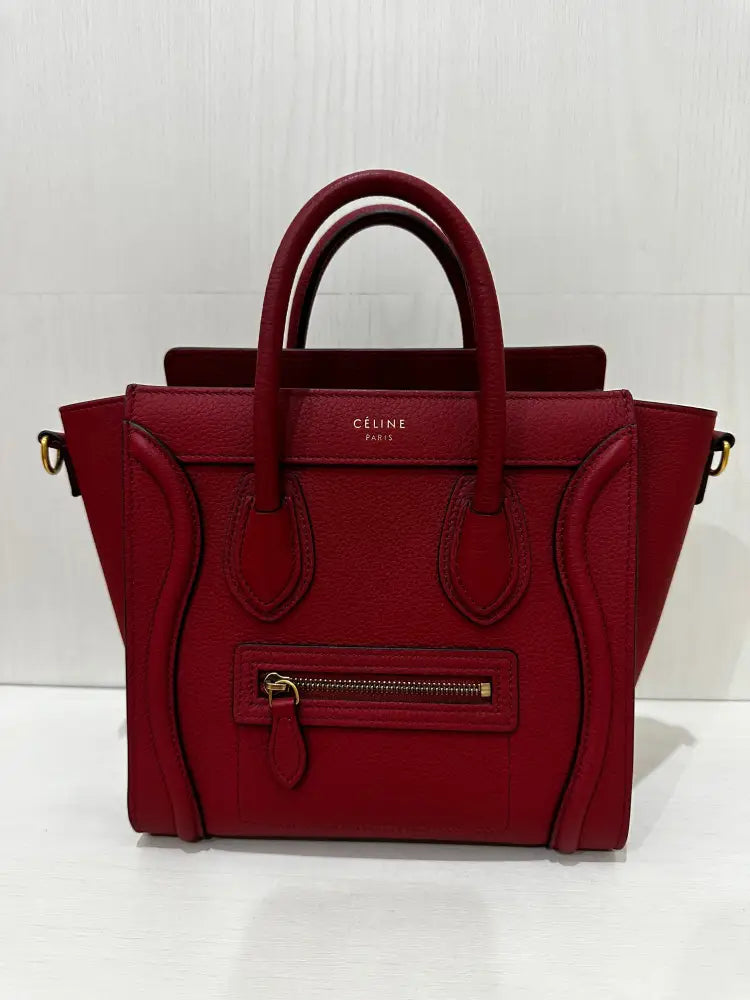 Celine Micro Luggage Handbag In Red Hand Bag