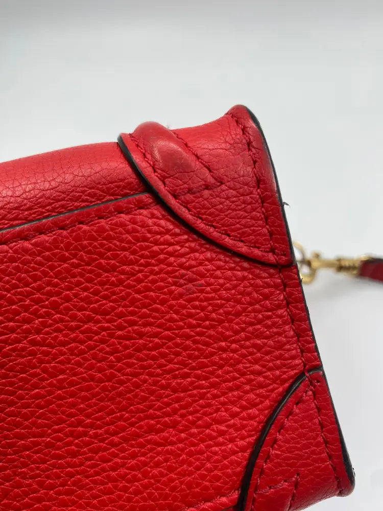 Celine Nano Luggage Bag In Drummed Calfskin Red