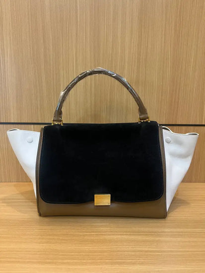 Celine Trapeze Medium Tricolour Brown White Black Hand Bag