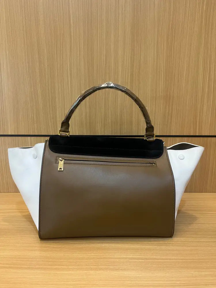 Celine Trapeze Medium Tricolour Brown White Black Hand Bag