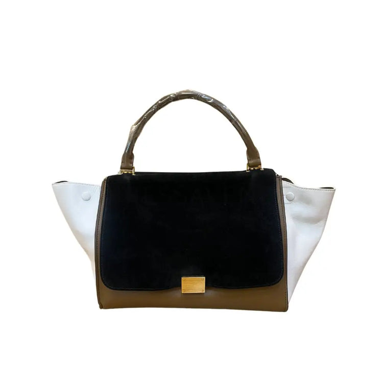 Celine Trapeze Medium Tricolour Brown White Black Hand Bag