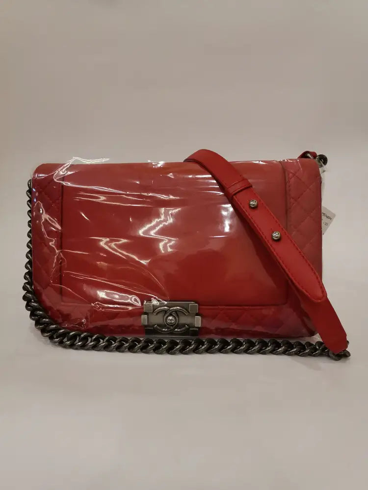 Chanel Boy Medium Reverso Red Rhw #18 Shoulder Bag