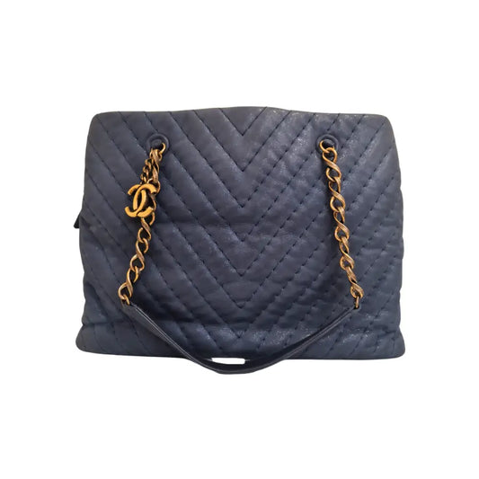 Chanel Chevron Iridescent Blue Denim Tote Bag With Removable Pouch Ghw #14