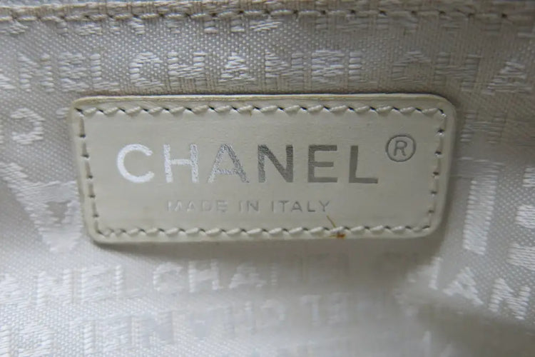 Chanel Chocolate Bar Tote Bag Calf White Ladies