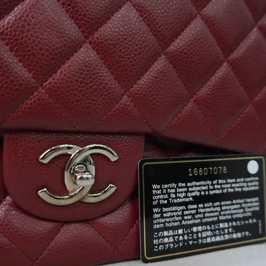 Chanel Classic Maxi Caviar Maroon Shw Shoulder Bag