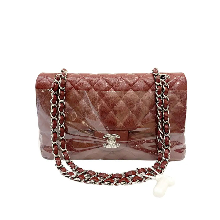 Chanel Classic Medium Double Flap Caviar Red Shw #18 2014 Shoulder Bag