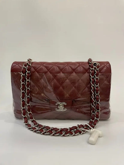 Chanel Classic Medium Double Flap Caviar Red Shw #18 2014 Shoulder Bag