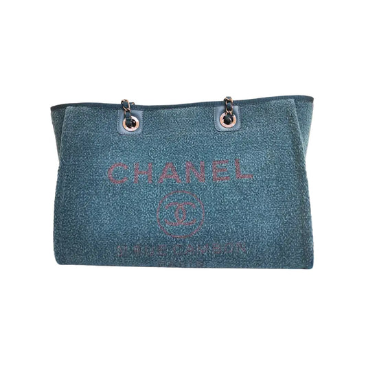 Chanel Deaville Medium Boucle Turquoise / Silver Thread Rthw #28 Shoulder Bag