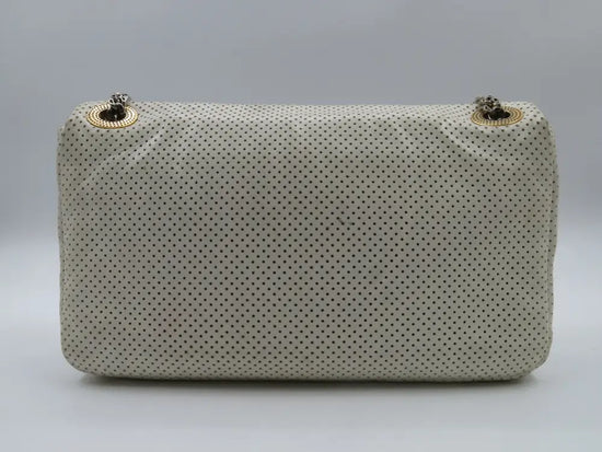 Chanel Drill Flap Bag Perforated Leather Medium Neutral Shoulder