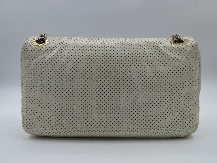 Chanel Drill Flap Bag Perforated Leather Medium Neutral Shoulder