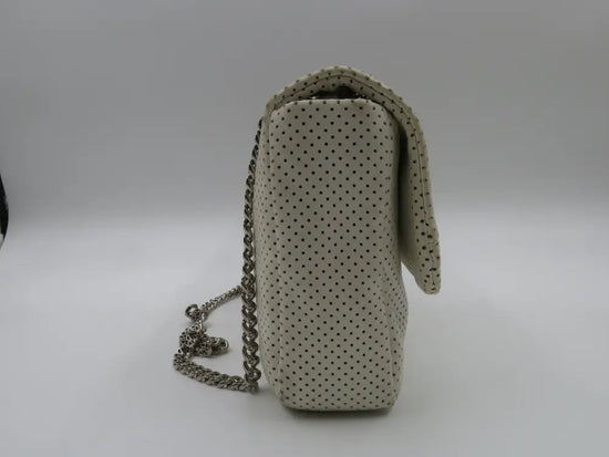 Chanel Drill Flap Bag Perforated Leather Medium Neutral Shoulder