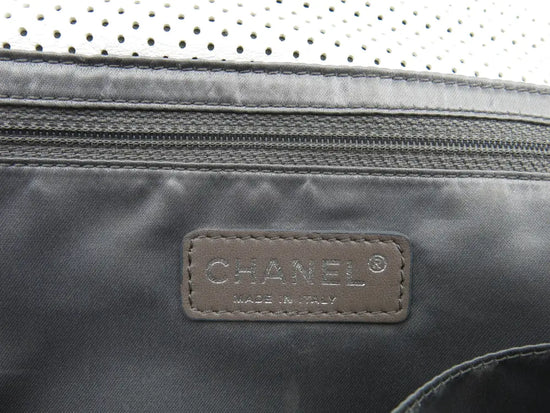 Chanel Drill Flap Bag Perforated Leather Medium Neutral Shoulder