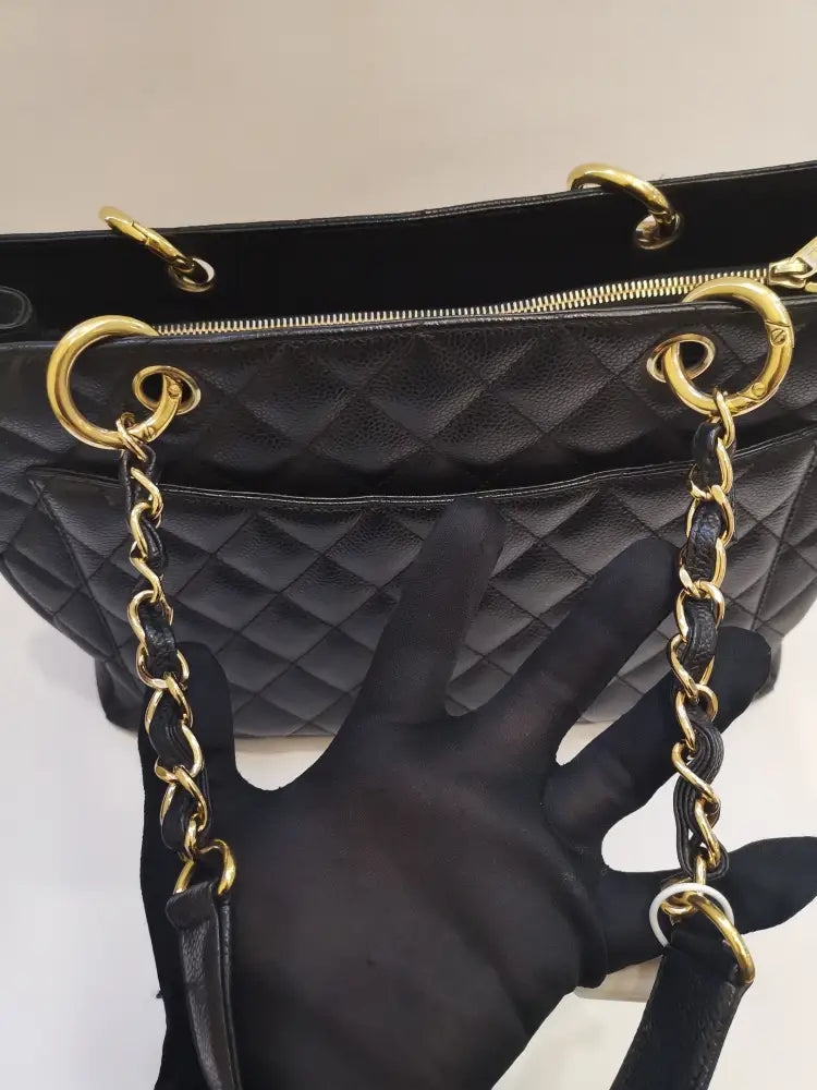 Chanel Gst Black Caviar Ghw #11 Handbag