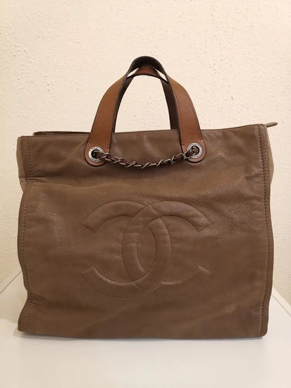 Chanel In The Mix Shopping Tote Khaki Calfskin Rthw #14 Crossbody Bag