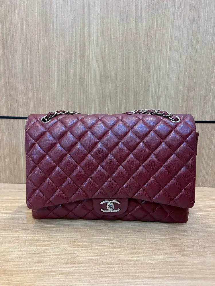 Chanel Maxi Burgundi Caviar Shw Shoulder Bag Handbags