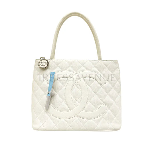 Chanel Medalion White Caviar Shw #11 Tote Bag