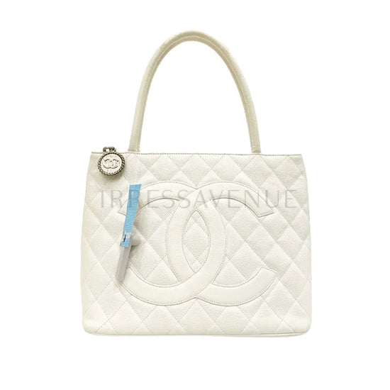 Chanel Medalion White Caviar Shw #11 Tote Bag