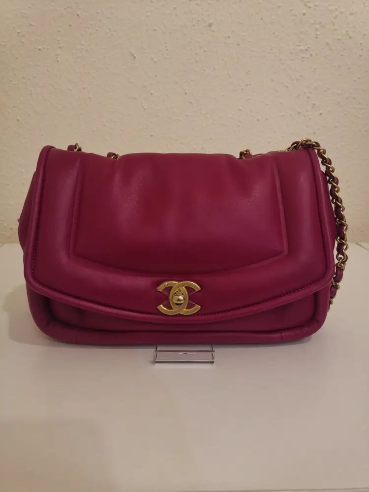 Chanel Medium Puffy Flap Bag Fuchsia Lambskin Lghw #28 Shoulder Bag