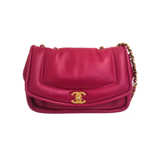 Chanel Medium Puffy Flap Bag Fuchsia Lambskin Lghw #28 Shoulder Bag