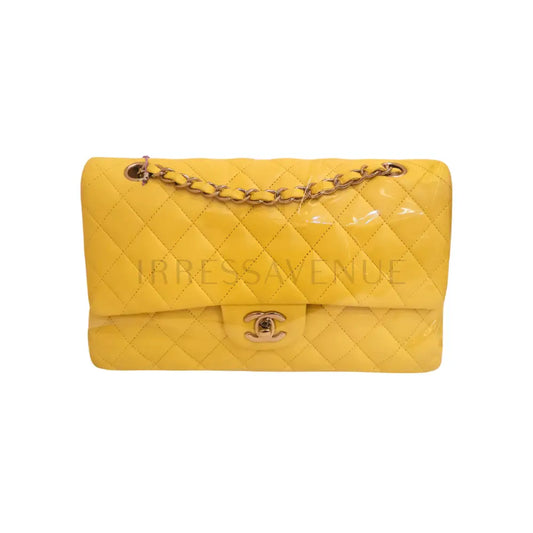 Chanel Medium Yellow Lime Double Flap Lghw #15 Crossbody Bag