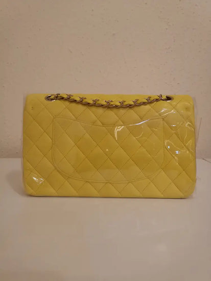 Chanel Medium Yellow Lime Double Flap Lghw #15 Crossbody Bag