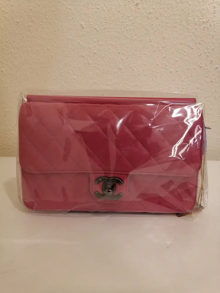 Chanel Pink Lambskin Crossing Time Flap Bag Rthw #18 Crossbody