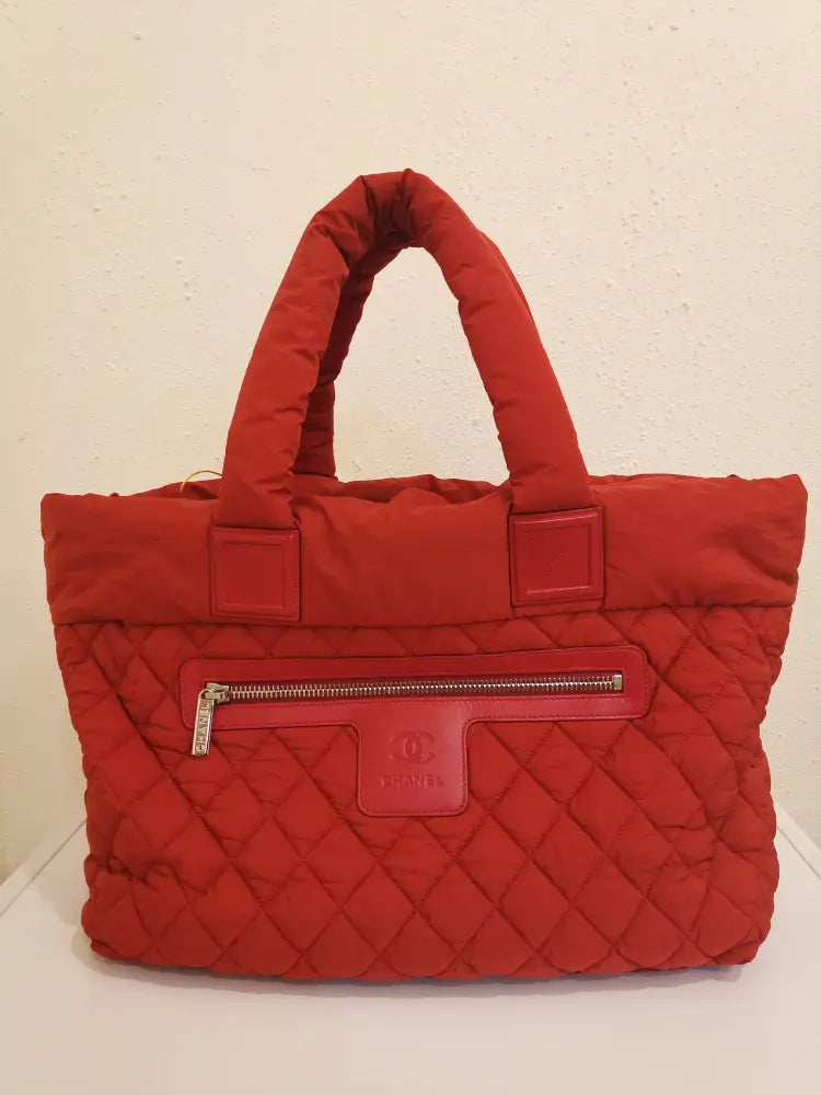 Chanel Red Nylon Coco Cocoon Xl Tote Phw #12 Bag