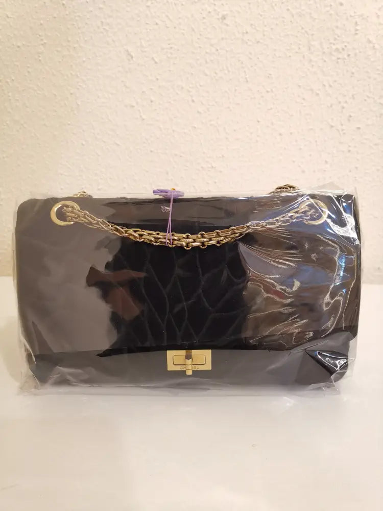 Chanel Reissue 2.55 Embroided Black Jersey Ghw #12 Crossbody Bag