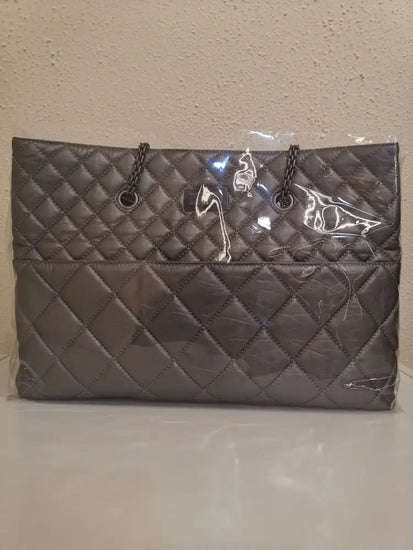 Chanel Reissue Quilted Grand Shopping Xl Silver Metalic Glazed Calfskin #14 Shoulder Bag