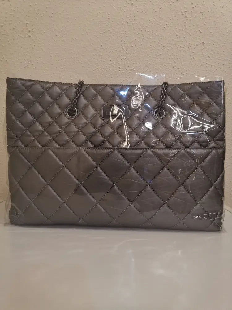 Chanel Reissue Quilted Grand Shopping Xl Silver Metalic Glazed Calfskin #14 Shoulder Bag