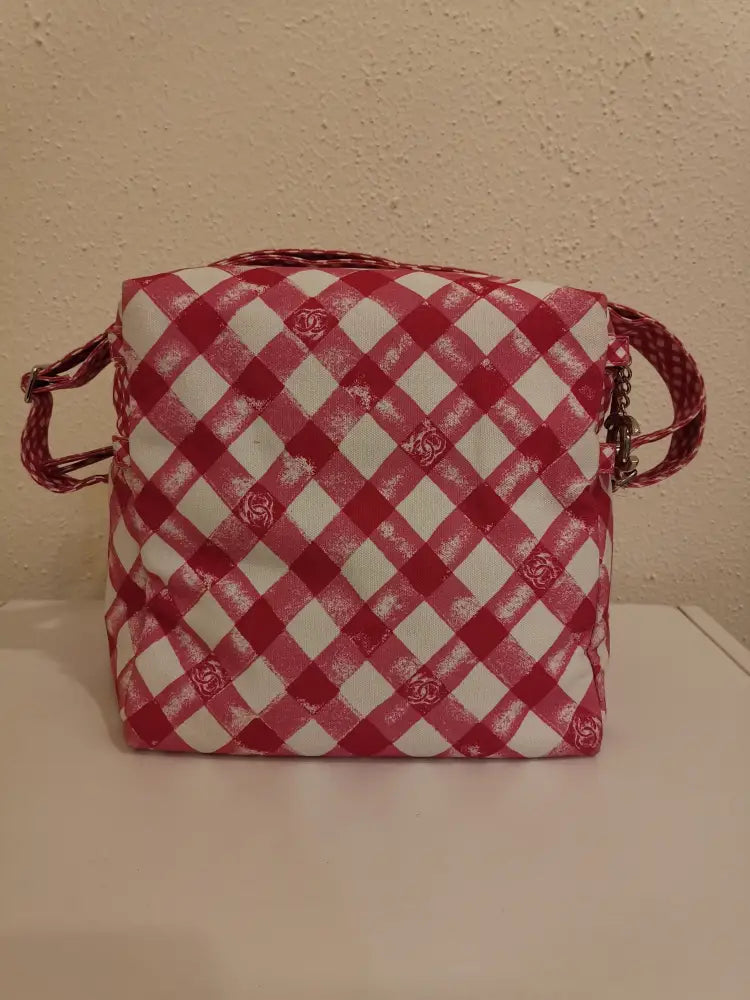 Chanel Vanity In Pink & White Vichy Canvas Shw #14 Crossbody Bag