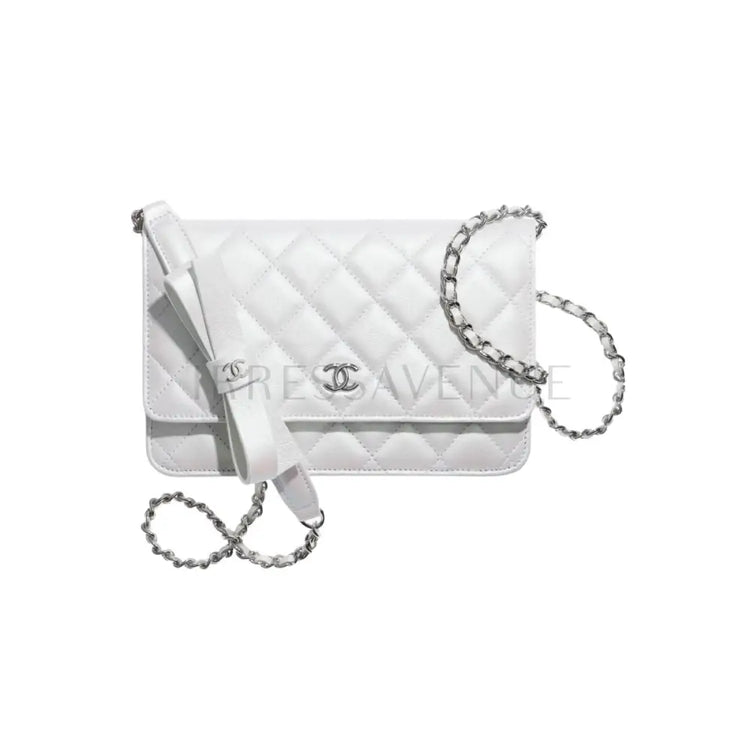 Chanel Wallet On Chain Irridescent White With Bow