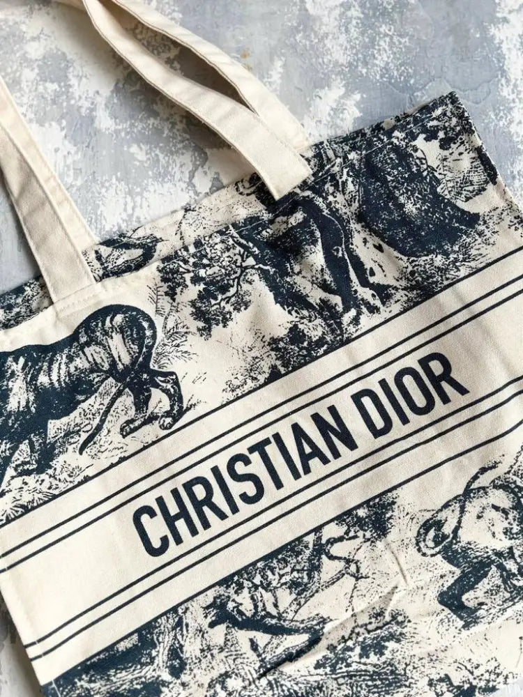 Christian Dior Beauty Capri Vip Gift Linen Tote Bag In Navy Blue Handbag