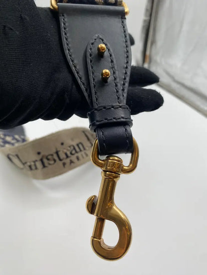 Christian Dior Embroidery Oblique Navy Ghw Bag Strap