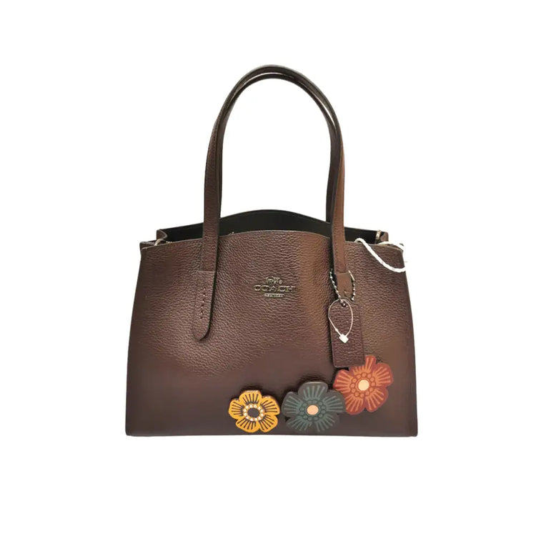 Coach Carllie 28 Oxblood With Flower Handbag