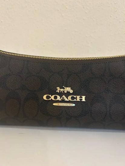 Coach Cl405 Charlotte Signature Shoulder Bag With Chain Brown Black 2021 Crossbody